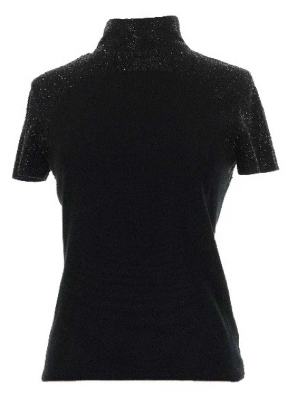 Carlisle Silk Cashmere Rhinestones Womens Black Sweater M Mock Neck Short Sleeve
